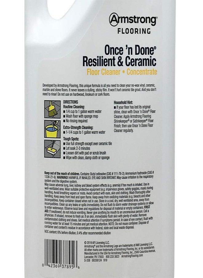 Armstrong Once'n Done Resilient & Ceramic Floor Cleaner Concentrate 32oz No-Rinse No-Wax New Package - Image 3